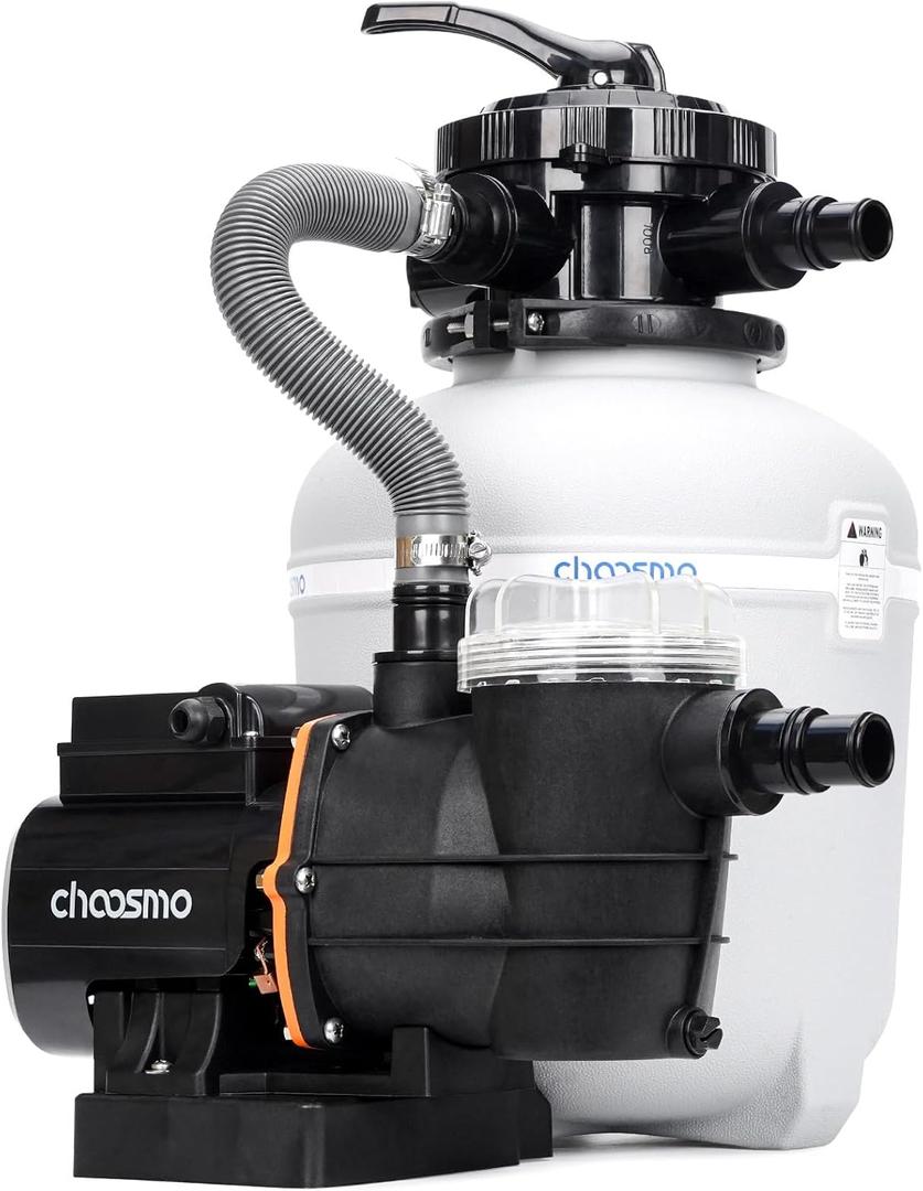 14 Inch Sand Filter Pump System with 24-Hour Timer for Above Ground Pools up to 14,000 Gal, 1/2HP Pool Pump Filter Tank Combo, 3120GPH Max Flow, 6-Way Valve, Prefilter Basket Easy Clean