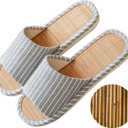 Odor-resistant Japanese Bamboo House Slippers for Sweaty Feet for Summer Cooling Slippers with Non-slip Soft Sole for Tatami and Indoor Easy to Clean (9.5-10.5 Wide Women/8-9 Wide Men, Grey)
