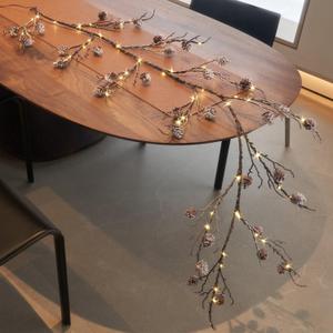 Fudios Lighted Pinecone Garland with Timer, Garland with Lights 6FT for Mantle Fireplace Christmas Decoration