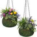 2 Pack 6 Inch Kokedama Moss Ball Planter Orchid Pots Hanging Orchid Planter Basket Moss Ball Hanging Baskets for Plants Outdoor Woven Plant Holder for Indoor Home Garden Balcony Decor