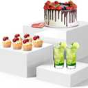 Fengzhe Acrylic Buffet Risers, 3Pcs Food Risers for Buffet Table, Display Stands with Hollow Bottoms for Catering, Dessert, Jewelry, and Figures Show - White Cube Nesting Risers for Party Decor (6'' x 7'' x 8''1set)
