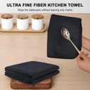 VIVOTE 4 Packs Black Tea Towels, Super Absorbent No lint Kitchen Towel, Machine Washable Microfibre Waffle Cloth, No Water Marks Tea Towels for Kitchen, Barista Cloth, 50x70 CM,200gsm
