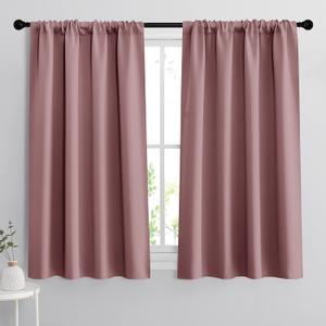 RYB HOME Blackout Curtains for Bedroom - Thermal Insulating Privacy Window Curtains for Kids Nursey Dining Bathroom Home Office Decor, Width 42 x Length 45 inches, Dusty Rose, 2 Panels
