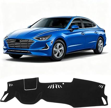 KUST Black Dash Cover for Hyundai Sonata 2020-2023 (Only fits for 8.0-inch Touch Screen Dashboard) Polyester Dashboard Cover Non-Slip Interior Accessories for Sonata Custom Fit Dash Mat No Glare