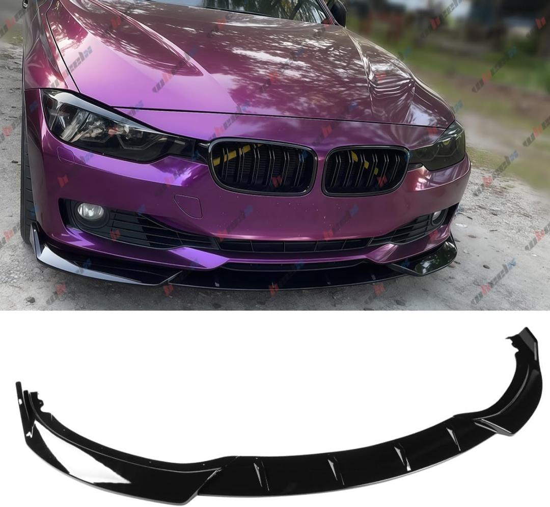 3Pcs Front Bumper Lip Compatible with BMW F30 F35 2016-2019, Fits for 318i 320i 328i 330i 328d 330e, Air Dam Lower Chin Spoiler Splitter, Protection Body Kit (Glossy Black)