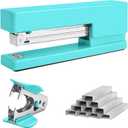 2 x Office Desktop Stapler - 25 Sheet Capacity with 830 Staples and Staple Remover,Staplers for Desk,Non-Slip for School, Home, Green