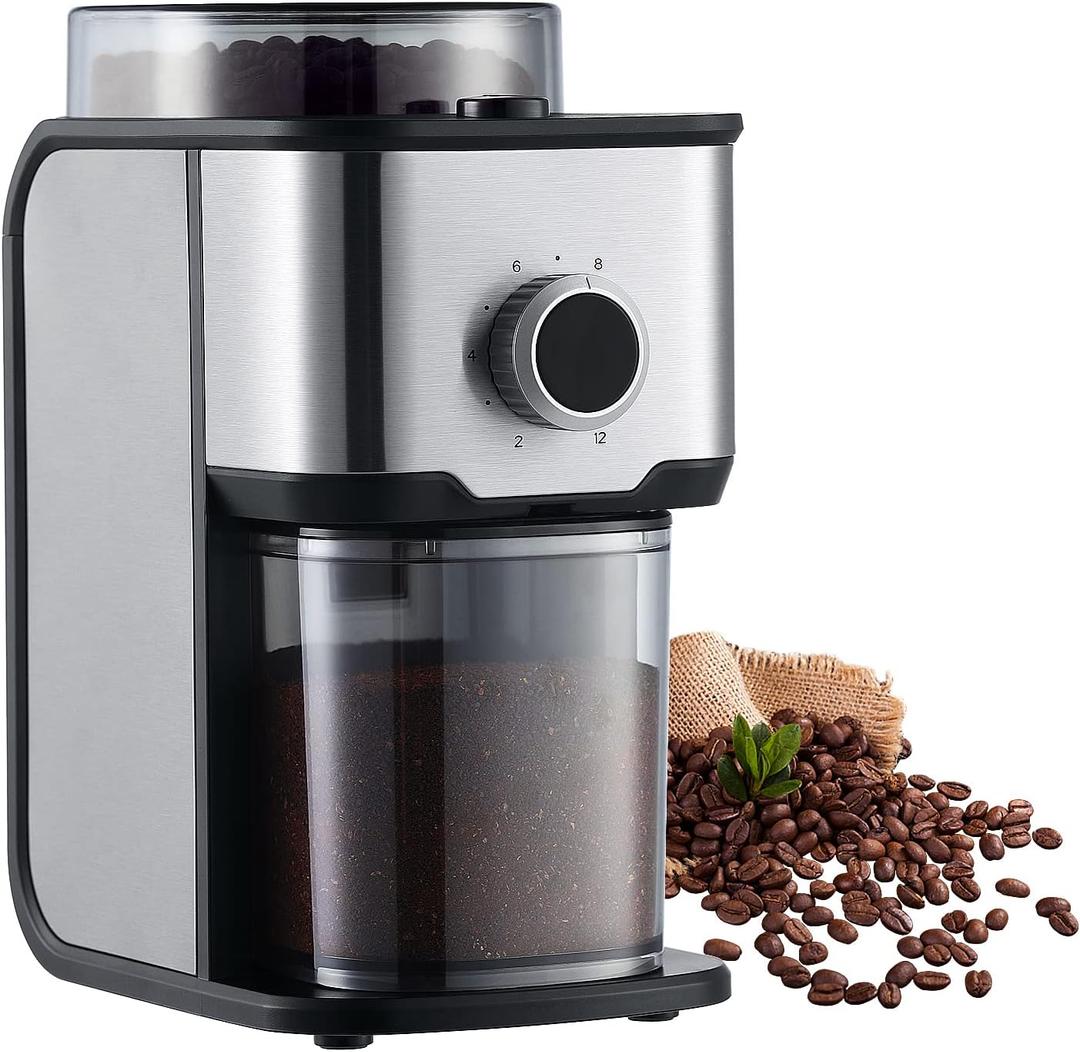 Ollygrin Burr Coffee Grinder, Adjustable Coffee Bean Grinder Electric with 14 Grinding Settings,2-12 Cups for Espresso, Drip Coffee and French Press