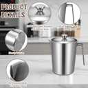 304 Stainless Steel Pitcher with Lid, 70 oz / 2L Measuring Cup | Large Mouth Graduated Beakers with Marking and Handle, Metal Milk Frothing Jug for Espresso Machine, Hot & Cold Water