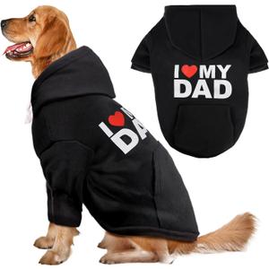 Dog Basic Hoodie Soft Dog Clothes Cold Weather Sweaters for Medium Large Dogs Cozy Fabric Warm Sweatshirt with Leash Hole (I Love My DAD, XL (Back: 24.2",Chest: 34.2")) (X-Large (35-55 lbs))