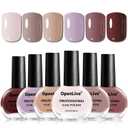 OpenLive 10ml Nude Pink Nail Polish Set 6 Colors Brown Red Purple All Seasons Neutral Color Quick Dry Nail Polish Set for Women Salon DIY Nail Art