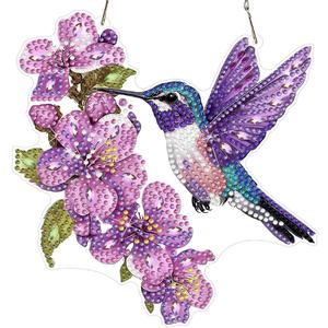 Bird DIY Hanging Diamond Art Kits for Adults Flower, Hummingbird Diamond Painting Kits, Special Shaped Rhinestone, Acrylic 5D Gem Art Craft Window Pendants Home Garden Wall Hanging Ornament Kits