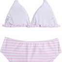 RoseSeek Girl's 2 Piece Bathing Suit Halter Triangle Swimsuit Bikini Sets (Pink, S/12Y)