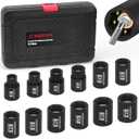 KBOISHA 3/8 Inch Drive Magnetic Socket Set,12-Piece Metric 8mm-19mm CR-MO Impact Socket Set with Heavy Duty Storage Case