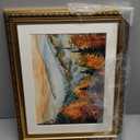 InSimSea Vintage Gold Framed Wall Art, Fall Pictures Bathroom Wall Decor, Kitchen Office Bedroom Rustic Fall Wall Art, Autumn Forest Landscape Home Decor, 13"x16"