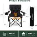 SUNNYFEEL Camping Chairs for Adults, Padded Oversized Camping Chair Heavy Duty 500LBS, Portable Lawn Chair with Cup Holder, Side Pocket&Bag for Outdoor Camping/Beach/Picnic/Fishing, Black