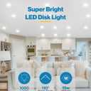 Sunco 12 Pack 5/6 Inch LED Disk Lights, Disc Lights Ceiling, LED Flush Mount Recessed Can Lighting, 1050 LM, 5000K Daylight, Dimmable, 15W=75W, Damp Rated ETL