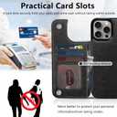 Wallet Case for iPhone 15 Pro Max 6.7", Compatible with MagSafe, Wireless Charging, Leather Card Holder Kickstand Protective Cover Magnetic Phone Flip Case-Black
