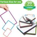 Mimorou 99 Pcs Magnetic Dry Erase Labels Reusable Name Magnets for Whiteboard 3 Sizes Colored Magnetic Blank Cards for Office Home Kitchen Fridge (Colorful)