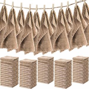 Newwiee 100 Pcs Washcloths Quick Drying Bathroom Wash Clothes 12 x 12 Inch Face Towels Microfiber Soft Wash Rags Bulk for Your Face and Body Facial Towels for Spa Fingertip Towel(Brown)