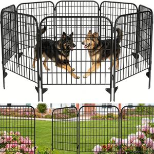 AMAGABELI 6 Panels 32 in(H) X 15 ft(L) Decorative Garden Fence Gate,No Dig Dog Fence Outdoor for Yard,Rustproof Tall Garden Fencing Animal Barrier Metal Wire Panel Border for Flower Bed,Patio