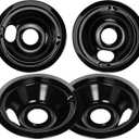 Black Stove Burner Drip Pans Replacement for GE Hotpoint Electric Stove Burner, (2) 8" WB31M19 (2) 6" WB31M20 Set by APPLIANCEMATES