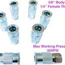 SANFU 3/8 High Flow Air Fittings, 3/8 Inch Flow Size, Industrial M-Type Coupler, 1/4 Inch Female Threads Size, Steel Material, 300PSI, 9 Pieces Air Compressor Accessories Fittings