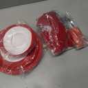 6 Pcs Adaptive Utensil with Bib Bowl Plate Set Weight Cutlery Gift for Elderly Disabled Hand Arthritis Parkinson(Red)
