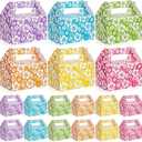 AmazingSpark 48 Pack Hibiscus Floral Gift Boxes with Handles, 5.9 x 3.54 x 3.54 Inch Hawaiian Tropical Treat Gable Boxes for Hawaiian Luau Theme Party Favor Supplies