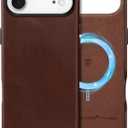 SHIELDON Leather Case for iPhone Air 6.5 Inch 2025 | Compatible with Magsafe | Magnetic Wireless Charging | Slim Fit | Shockproof | Comfort Grip | Metal Button | Camera Bump Frame - Retro Coffee