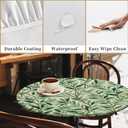 Round Fitted Tablecloth with Elastic Edge, Waterproof Stain Resistant Fabric Table Cover for 37"-44" Round Table, Indoor Outdoor Dining, Kitchen Decor, Camping, Holiday, Party, Olive Leaves
