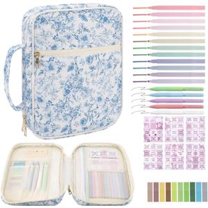 BESARME Bible Cover Case for Women, Large Bible Case Bibles Bag Mother's Day Christian Gifts for Mom Religious Study Supplies(Blue Flower)