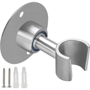 Shower Head Holder All Metal Handheld Shower Wand Bracket Adhesive Shower Wall Mount Holder Brass Shower Spray Holder Brushed Nickel, Drill Free Glue Installation