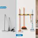 Mop Broom Holder Wall Mount, 2 Packs Gold Stainless Steel Tool Storage Organizer for Kitchen Garden Garage Laundry Room Bathroom and RV with 4 Slots 6 Hooks