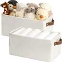 StorageWorks Narrow Storage Bins, Small Basket for Closet and Shelves, Rectangular Fabric Organizer with Handles, Toilet Paper Storage, Beige, 2-Pack