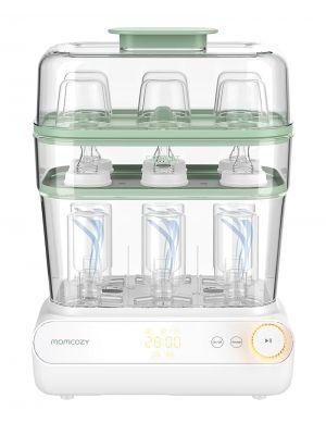 Momcozy 3 Layers Large Bottle Sterilizer and Dryer, Fast Sterilize and Dry, Universal Bottle Sterilizer for All Bottles & Breast Pump Accessories, Touch Screen & Auto-Off Bottle Sanitizer (Green)