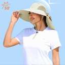Womens Sun Hat Outdoor UV Protection Wide Brim Fishing Hat with Ponytail Hole Neck Flap for Beach Hiking Camping (Beige)