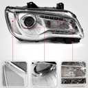Halogen Headlight Assembly Compatible with Chrysler 300 300C 2015 2016 2017 2018 Headlamp with White Bezel Replacement Right Passenger Side RH 68214382AD CH2503269