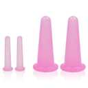 4 Pcs Facial Cupping Set,Natural Silicone Facial Massage Cup for Body,Face,Neck,Back,Eye Massage,Vacuum Tank,Perfect for Body,Facial Care,Anti-aging Beauty Tool (2 Small&2 Large, Pink)