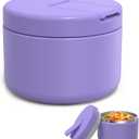 12oz Food Thermo for Hot Food Insulated Vacuum Soup Jar with Buckle Lid, Stainless Steel Wide Mouth Leak Proof Lunch Container (Light Purple)