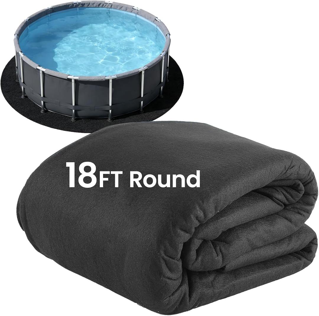 Poolvio 18-Foot Round Above Ground Pool Liner Pad, Geotextile Under Padding, Extends Liner Life, Puncture & Weed Barrier, Eco-Friendly Fabric