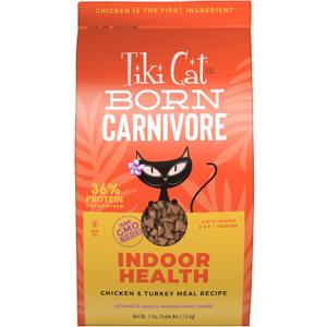 Tiki Cat Born Carnivore High Protein, Indoor Health, Chicken and Turkey Meal Recipe, Grain-Free Baked Kibble to Maximize Nutrients, Dry Cat Food, 3 lb. Bag, BB: OCT 06 27