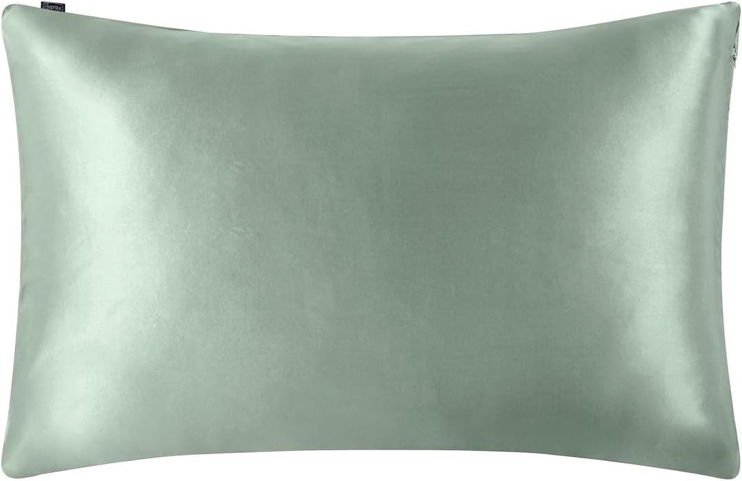 LILYSILK Pillowcase for Hair and Skin 100% Mulberry Silk 19 Momme Both Sides Silk Bed Pillow Cover with Hidden Zipper 1 Pc King 20''x36'' Avocado Green
