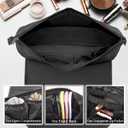 Hair Tools Travel Bag, Large Capacity Hair Tools Organizer with Dual Neoprene Layers, Extended Zipper, Magnetic Fastener, Interior Pockets, Portable Organizer with Heat-Resistant Mat for Flat Irons (Black)