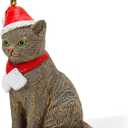 Cat Christmas Ornament for Christmas Tree Decorations, Holiday Christmas Tree Ornament Resin Figurine Collectible Gifts for Cat Lovers, Decorative Hanging Ornament for Christmas Decorations