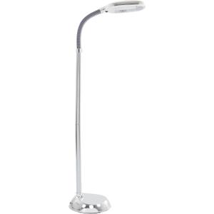 Lavish Home Floor Lamp - Full Spectrum Natural Sunlight Lamp with Bendable Neck - Reading, Craft, Studying, and Esthetician Light (Chrome)