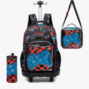 Rolling Backpack Boys Backpack with Wheels for Kids Roller Backpacks for Boys 8-12 School Backpacks for Elementary Bookbag with Lunch Box Back to School Supplies