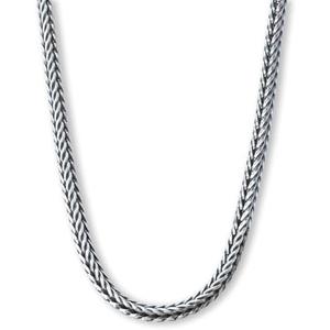 Solid 925 Sterling Silver Foxtail Chain Necklace - Oxidized Non-Tarnish Unisex Snake Design Wheat Chain Necklace for Men Women 18" 20" 22" 24" Inch - Handmade