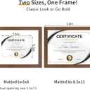 YESKAY 8.5x11 Picture Frame 3 Pack,Brown Wooden Frame with Tempered Glass,Display Pictures 6x8 with Mat or 8.5 x 11 Without Mat,8.5 by 11 Photo Frame for Wall or Tabletop