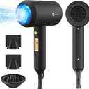 slopehill Professional Ionic Hair Dryer, Powerful 1800W Fast Drying Low Noise Blow Dryer with 2 Concentrator Nozzle 1 Diffuser Attachments for Home Salon Travel (Black)