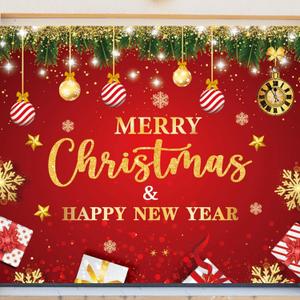 Large Christmas Garage Banner 8x7ft Christmas Garage Door Cover Hanging Backdrop Door Cover Mural Backdrop for New Year's Party Winter Holiday Outdoor Party Decorations